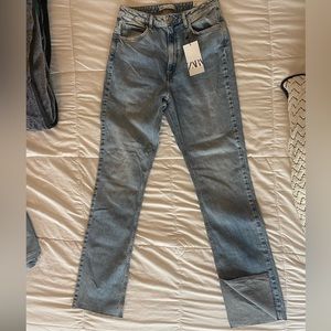 Zara high rise slim fit jeans with ankle slit